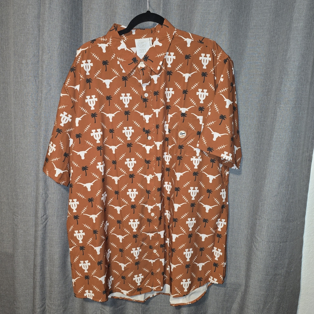 Men's Casual Button Down Shirt with Texas Longhorn Print